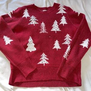 Holiday Time Red and White Crew Neck Sweater